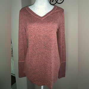 24/7 Small Pink Speckled V-Neck Sweater Top
